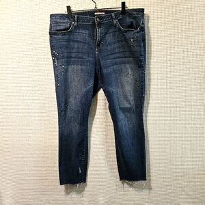 Tommy Hilfiger Sz 18 Sequin Distressed Women's Cropped Blue Jeans